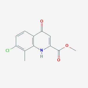 molecular formula C12H10ClNO3 B1462886 Methyl 7-chloro-4-hydroxy-8-methylquinoline-2-carboxylate CAS No. 1065074-49-8