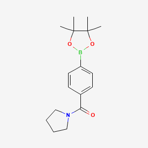 molecular formula C17H24BNO3 B1462887 Pyrrolidin-1-yl(4-(4,4,5,5-tetramethyl-1,3,2-dioxaborolan-2-yl)phenyl)methanone CAS No. 1073353-55-5