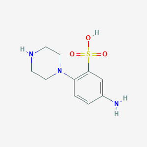 molecular formula C10H15N3O3S B14628892 5-Amino-2-(piperazin-1-yl)benzene-1-sulfonic acid CAS No. 58104-74-8