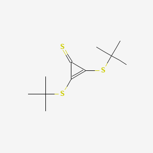 molecular formula C11H18S3 B14628938 2-Cyclopropene-1-thione, 2,3-bis[(1,1-dimethylethyl)thio]- CAS No. 56651-14-0