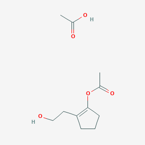 molecular formula C11H18O5 B14629425 Acetic acid;[2-(2-hydroxyethyl)cyclopenten-1-yl] acetate CAS No. 54460-33-2