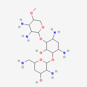 molecular formula C18H38N6O7 B14629602 Seldomycin factor 5 trisulfate hexahydrate CAS No. 56276-26-7