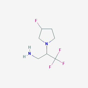 molecular formula C7H12F4N2 B1462964 3,3,3-Trifluoro-2-(3-fluoropyrrolidin-1-yl)propan-1-amine CAS No. 1269292-67-2