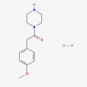 molecular formula C13H19ClN2O2 B1462970 2-(4-Methoxyphenyl)-1-(piperazin-1-yl)ethan-1-one hydrochloride CAS No. 1221723-52-9