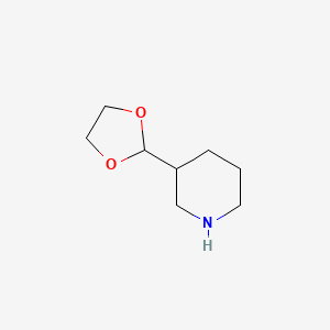 molecular formula C8H15NO2 B1463001 3-(1,3-ジオキソラン-2-イル)ピペリジン CAS No. 1001939-65-6