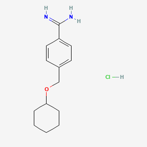 molecular formula C14H21ClN2O B1463032 4-[(Cyclohexyloxy)methyl]benzene-1-carboximidamide hydrochloride CAS No. 1221722-21-9