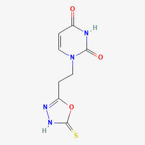 molecular formula C8H8N4O3S B1463034 1-[2-(5-mercapto-1,3,4-oxadiazol-2-yl)ethyl]pyrimidine-2,4(1H,3H)-dione CAS No. 1215906-72-1