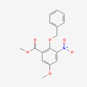 molecular formula C16H15NO6 B1463035 Methyl 2-(benzyloxy)-5-methoxy-3-nitrobenzenecarboxylate CAS No. 1221792-98-8