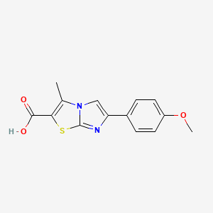 molecular formula C14H12N2O3S B1463037 6-(4-Methoxyphenyl)-3-methylimidazo[2,1-b][1,3]thiazole-2-carboxylic acid CAS No. 1131580-22-7