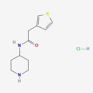 molecular formula C11H17ClN2OS B1463075 N-(哌啶-4-基)-2-(噻吩-3-基)乙酰胺盐酸盐 CAS No. 1185307-09-8