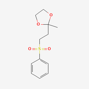 molecular formula C12H16O4S B14631068 1,3-Dioxolane, 2-methyl-2-[2-(phenylsulfonyl)ethyl]- CAS No. 56161-54-7