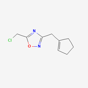 molecular formula C9H11ClN2O B14631186 5-(Chloromethyl)-3-[(cyclopent-1-en-1-yl)methyl]-1,2,4-oxadiazole CAS No. 54042-95-4