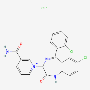 Pyridinium, 3-carbamoyl-1-(7-chloro-5-(2-chlorophenyl)-2,3-dihydro-2-oxo-1H-1,4-benzodiazepin-3-yl)-, chloride