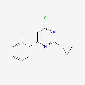 molecular formula C14H13ClN2 B1463142 4-Chloro-2-cyclopropyl-6-(o-tolyl)pyrimidine CAS No. 1159816-17-7