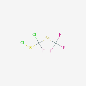 molecular formula C2Cl2F4SSe B14631467 Chloro(chlorosulfanyl)fluoro[(trifluoromethyl)selanyl]methane CAS No. 54451-32-0