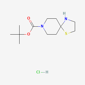 molecular formula C12H23ClN2O2S B1463195 盐酸叔丁基 1-硫杂-4,8-二氮杂螺[4.5]癸烷-8-甲酸酯 CAS No. 1221792-10-4