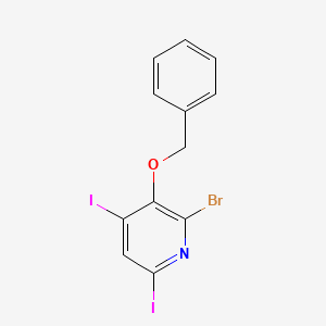 molecular formula C12H8BrI2NO B1463200 3-(Benzyloxy)-2-bromo-4,6-diiodopyridine CAS No. 1221792-34-2