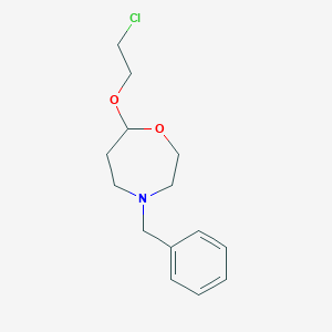 molecular formula C14H20ClNO2 B14632190 1,4-Oxazepine, 7-(2-chloroethoxy)hexahydro-4-(phenylmethyl)- CAS No. 57492-67-8