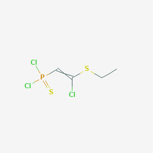 molecular formula C4H6Cl3PS2 B14632348 [2-Chloro-2-(ethylsulfanyl)ethenyl]phosphonothioic dichloride CAS No. 56966-09-7