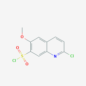 molecular formula C10H7Cl2NO3S B1463270 2-氯-6-甲氧基喹啉-7-磺酰氯 CAS No. 1193388-55-4