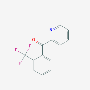 molecular formula C14H10F3NO B1463300 6-Methyl-2-(2-trifluoromethylbenzoyl)pyridine CAS No. 1187169-88-5