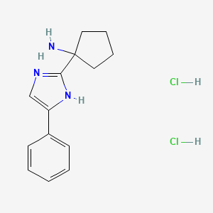 molecular formula C14H19Cl2N3 B1463325 1-(4-phenyl-1H-imidazol-2-yl)cyclopentan-1-amine dihydrochloride CAS No. 1303890-54-1