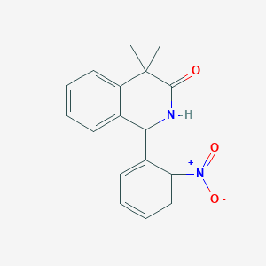 molecular formula C17H16N2O3 B14633389 3(2H)-Isoquinolinone, 1,4-dihydro-4,4-dimethyl-1-(2-nitrophenyl)- CAS No. 56946-77-1