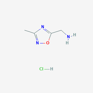 molecular formula C4H8ClN3O B1463339 (3-Methyl-1,2,4-oxadiazol-5-yl)methanamine hydrochloride CAS No. 253196-36-0