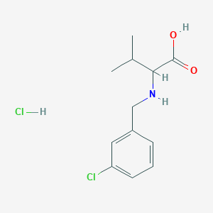 molecular formula C12H17Cl2NO2 B1463342 2-{[(3-Chlorophenyl)methyl]amino}-3-methylbutanoic acid hydrochloride CAS No. 1396962-45-0