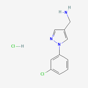 molecular formula C10H11Cl2N3 B1463356 [1-(3-chlorophenyl)-1H-pyrazol-4-yl]methanamine hydrochloride CAS No. 1193389-54-6