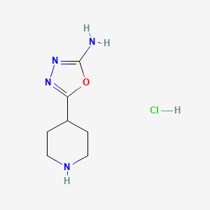 molecular formula C7H13ClN4O B1463382 5-(Piperidin-4-yl)-1,3,4-oxadiazol-2-amine hydrochloride CAS No. 1209652-34-5