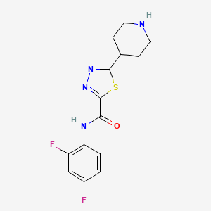 molecular formula C14H14F2N4OS B1463388 N-(2,4-difluorophenyl)-5-piperidin-4-yl-1,3,4-thiadiazole-2-carboxamide CAS No. 1217862-99-1