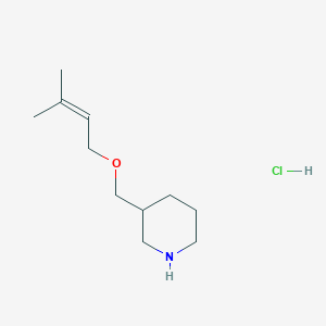 molecular formula C11H22ClNO B1463390 3-{[(3-Methyl-2-butenyl)oxy]methyl}piperidine hydrochloride CAS No. 1185297-60-2