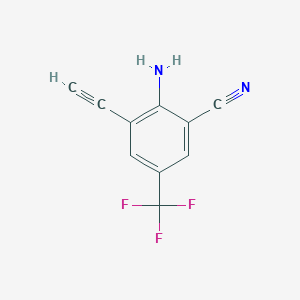 molecular formula C10H5F3N2 B1463425 2-氨基-3-乙炔基-5-(三氟甲基)苯甲腈 CAS No. 1221792-72-8