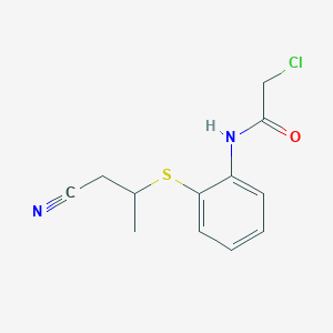 molecular formula C12H13ClN2OS B1463428 2-chloro-N-{2-[(1-cyanopropan-2-yl)sulfanyl]phenyl}acetamide CAS No. 1269152-03-5