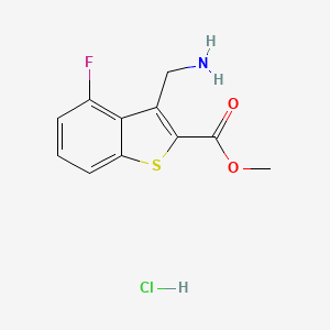 molecular formula C11H11ClFNO2S B1463432 Methyl 3-(aminomethyl)-4-fluoro-1-benzothiophene-2-carboxylate hydrochloride CAS No. 1305711-69-6
