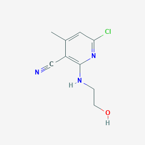 molecular formula C9H10ClN3O B14634387 6-Chloro-2-[(2-hydroxyethyl)amino]-4-methylpyridine-3-carbonitrile CAS No. 52982-62-4