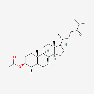 molecular formula C31H50O2 B14634412 Ergosta-7,24(28)-dien-3-ol, 4-methyl-, acetate, (3beta,4alpha)- CAS No. 55399-28-5