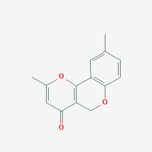 molecular formula C14H12O3 B14634426 2,9-Dimethyl-4H,5H-pyrano[3,2-c][1]benzopyran-4-one CAS No. 54013-48-8