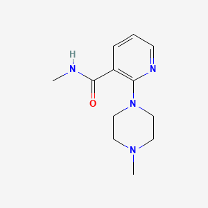 molecular formula C12H18N4O B14634436 3-Pyridinecarboxamide, N-methyl-2-(4-methyl-1-piperazinyl)- CAS No. 52943-15-4