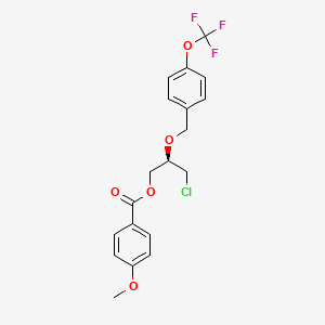 molecular formula C19H18ClF3O5 B1463445 (R)-3-氯-2-((4-(三氟甲氧基)苄基)氧基)丙基 4-甲氧基苯甲酸酯 CAS No. 1253202-35-5