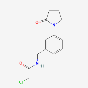 molecular formula C13H15ClN2O2 B1463452 2-chloro-N-{[3-(2-oxopyrrolidin-1-yl)phenyl]methyl}acetamide CAS No. 1269152-12-6