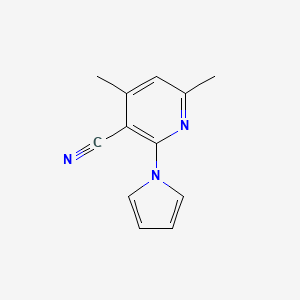 molecular formula C12H11N3 B1463456 4,6-Dimethyl-2-(1H-pyrrol-1-yl)nicotinonitrile CAS No. 1242873-68-2
