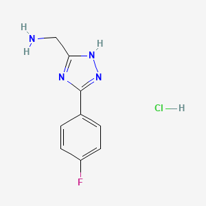 molecular formula C9H10ClFN4 B1463474 [3-(4-fluorophenyl)-1H-1,2,4-triazol-5-yl]methanamine hydrochloride CAS No. 1258640-50-4