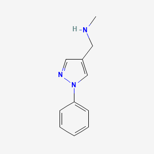 molecular formula C11H14ClN3 B1463490 N-Methyl-1-(1-phenyl-1H-pyrazol-4-YL)methanamine CAS No. 868552-05-0