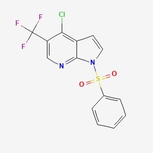 molecular formula C14H8ClF3N2O2S B1463495 4-Chloro-1-(phenylsulfonyl)-5-(trifluoromethyl)-1H-pyrrolo[2,3-b]pyridine CAS No. 1196507-57-9