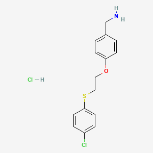 molecular formula C15H17Cl2NOS B1463500 (4-{2-[(4-Chlorophenyl)sulfanyl]ethoxy}phenyl)methanamine hydrochloride CAS No. 1258641-46-1