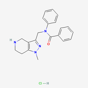 molecular formula C21H23ClN4O B1463519 N-[(1-methyl-4,5,6,7-tetrahydro-1H-pyrazolo[4,3-c]pyridin-3-yl)methyl]-N-phenylbenzamide hydrochloride CAS No. 1185302-45-7
