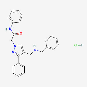 B1463533 2-{4-[(benzylamino)methyl]-3-phenyl-1H-pyrazol-1-yl}-N-phenylacetamide hydrochloride CAS No. 1185096-09-6