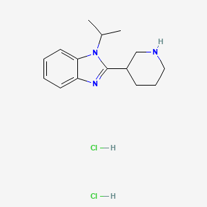 molecular formula C15H23Cl2N3 B1463556 2-(piperidin-3-yl)-1-(propan-2-yl)-1H-1,3-benzodiazole dihydrochloride CAS No. 1185300-76-8